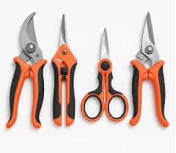 Kit 4 Tesouras de Poda Profissional Aço Inox com Cabo Plástico Ergonômico Jardinagem, Pomar e Horta Cor Laranja Corte Preciso e Durável De Poda Para Jardinagem Galhos Folhas Plantas