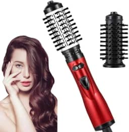 Escova Secadora e Modeladora Rotativa 4 em 1 – Alisa, Enrola, Modela e Seca com Íons Negativos, 360° de Rotação, 2 Temperaturas, Revestimento Cerâmico 110v