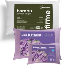 Combo Travesseiros Casal Ele & Ela Antialérgico Fibra de Bambu 50x70cm, Lilás de Provence 50x70cm Antiácaro Lavável