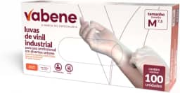 Luva Vinil Industrial S/Pó Tam. M 100 unidades, Vabene