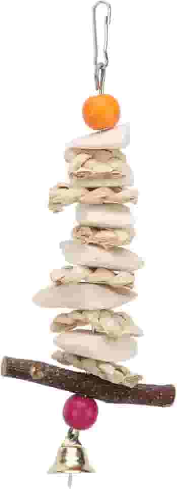 Pssopp Osso de Pássaro, Brinquedo de Mastigar Osso de Choco Com Sino para Papagaios, Experiência Divertida de Mastigar para Periquitos e Pombinhos (20cm)