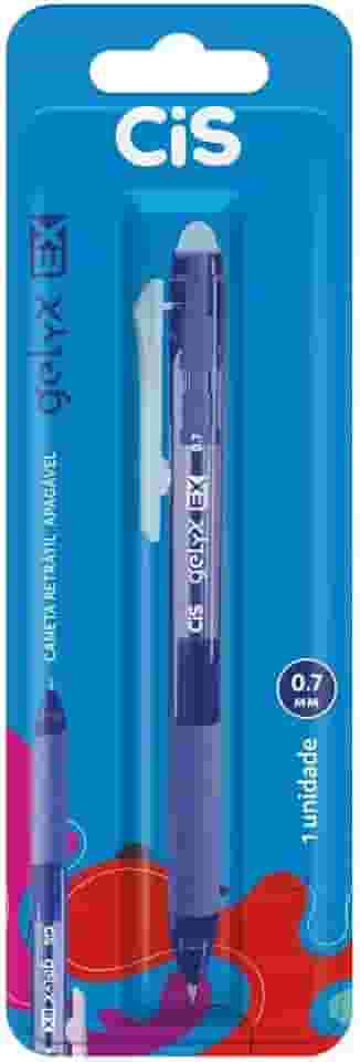 Caneta Retrátil Apagável CIS Gelyx EX, Azul, Blister com 1 unidade