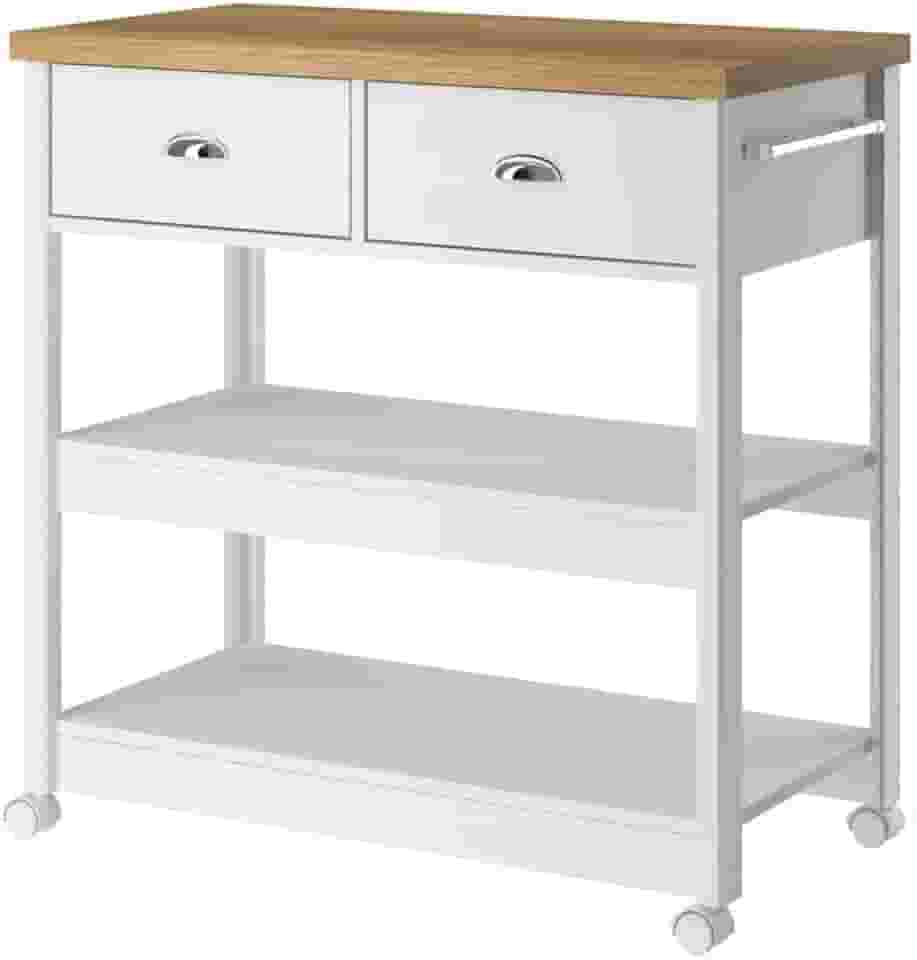 Aparador Carrinho Chá Ditália 2 Gavetas Branco Ba-135