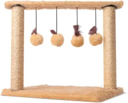 Arranhador para Gatos Poste com 4 brinquedos Cat Line (Bege)