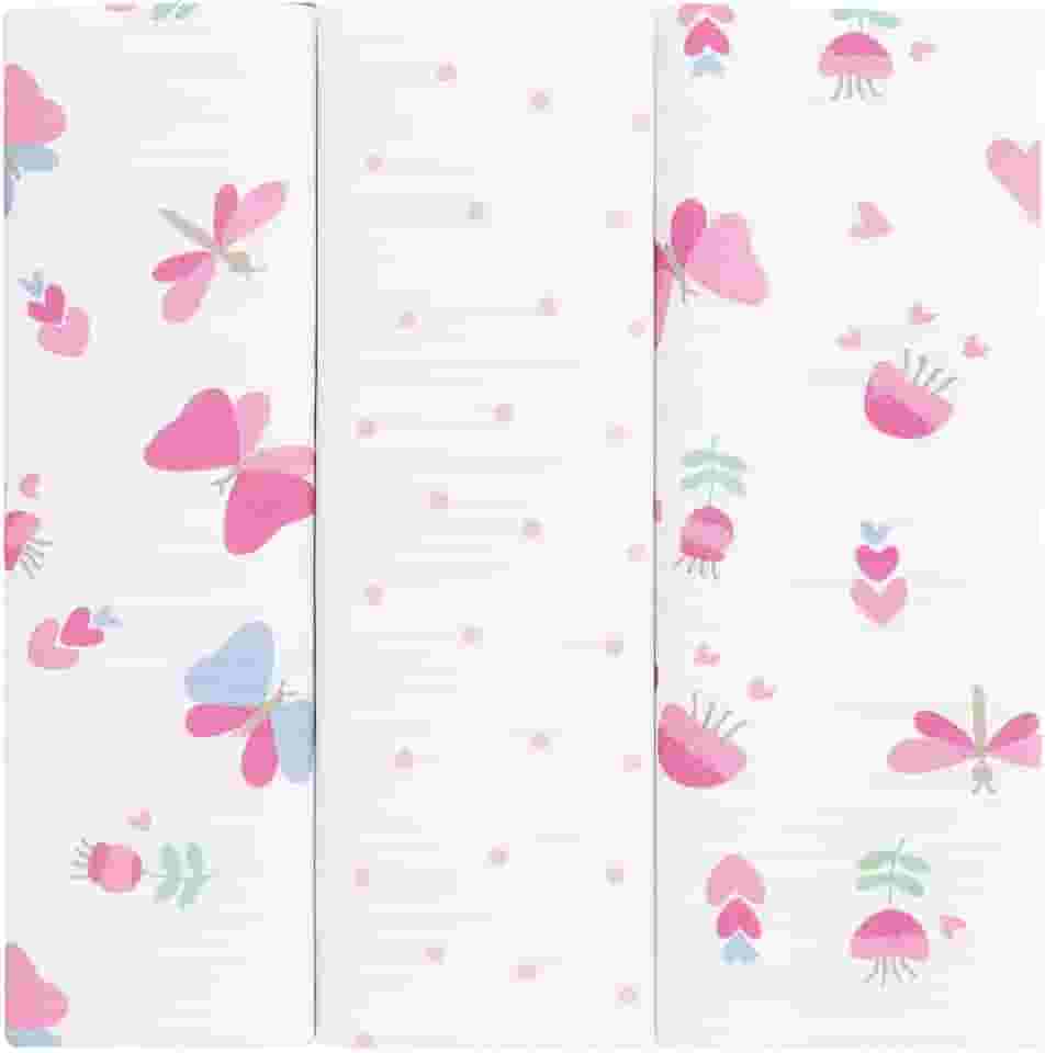 Kit 3 Cueiros Bebê 100% Algodão 80x50cm – Macio, Confortável, Estampado – Ideal Para Recém-Nascido, Enxoval e Presente Infantil (Branco/Rosa)