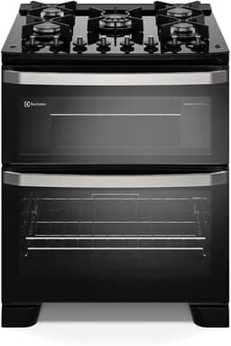 Electrolux Fogão 5 bocas Electrolux Preto Experience Mesa de Vidro, 2 Fornos e PerfectCook360 (FE5DB) 220V