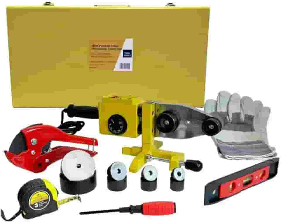 Kit Termofusor Soldador de Tubos de Plástico Duplo PPR 20 a 63mm 2.000W 300 Graus Profissional