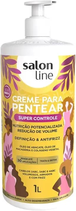 Salon Line, Creme de Pentear, Super Controle, Vegano - Para Cabelos Ondulados, Cacheados e Crespos, 1 L