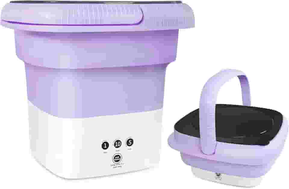 Máquina de lavar portátil, mini lavadora de 6,5 L com 3 modos de limpeza de tempo, lavadora portátil com centrifugação suave e drenagem para meias, roupas de bebê, toalhas e itens pequenos (roxo)