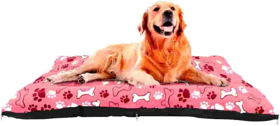 Colchonete G para Cachorro Grande com Zíper, 80x60cm, Rosa com Estampa