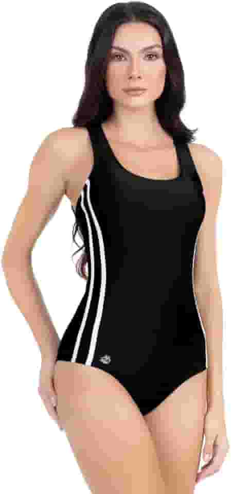 Body Maiô Bory Feminino Moda Praia Natação Poliamida Premium Liso Detalhe Lateral Listras Luxo Confortável Alças Largas
