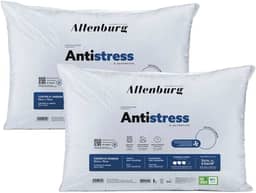 Travesseiros Altenburg Antistress, 50cm x 70cm, Kit 2 Unidades, Antialérgico, Suporte Médio