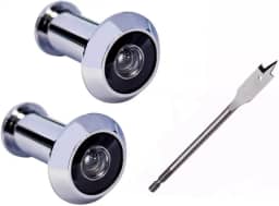 Kit 2 Visor Olho Magico E Broca Chata 9/16 Para Porta de Madeira