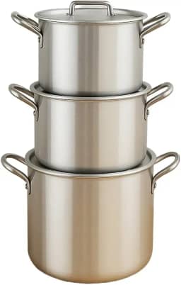 Kit 3 Caçarolas de Alumínio Polido com Tampa – 4,5L 5L 7L | Panelas Reforçadas 3mm para Feijoada, Sopas e Caldos