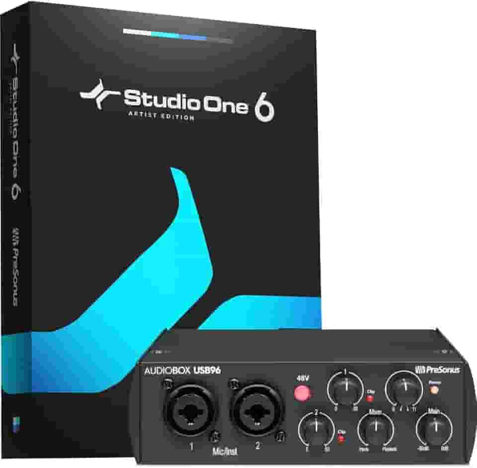Interface de áudio USB PreSonus AudioBox 96, edição 25º aniversário, com software de gravação DAW Studio One Artist