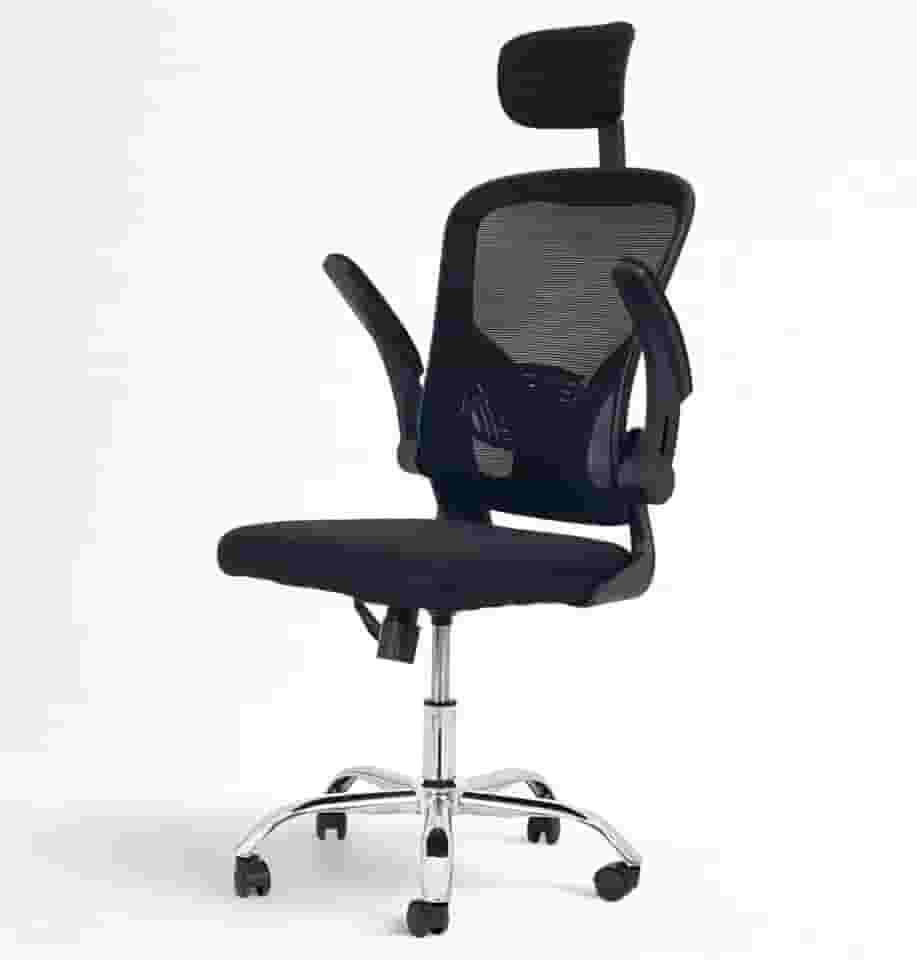 Cadeira de Escritório Ergonômica, Malha Respirável, Apoio de Cabeça Ajustável, Braços Reclinaveis, Base Cromada, Apoio Lombar, Executiva Presidente