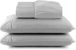 Jogo de Lençol Queen, 3 Peças, Micropercal 400 Fios, Toque Acetinado Macio Cinza Hotel.