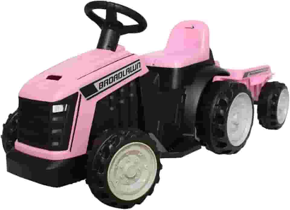 Mini Trator Infantil Elétrico com Reboque Rosa, Importway