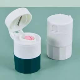 Porta Comprimidos com Cortador e Amassador, Organizador de Medicamentos, Branco ou verde