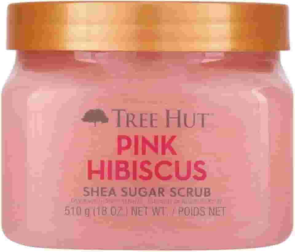 Tree Hut Esfoliante Pink Hibiscus Açúcar de karité, 532 ml, Ultra Hidratante e Esfoliante Scrub para Nutrição Essencial de Cuidados Corporais