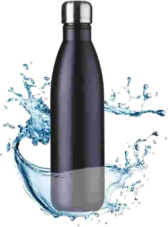 Garrafa De Água Portatil Inox Térmica Squeeze Com Camada Dupla Para Academia Esporte 500 ML Quente Frio BELA JOY (Preto)