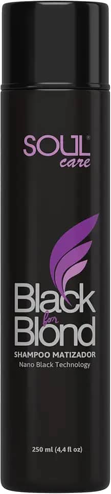 Shampoo Matizador Profissional Black Blond: 300ml - Para Cabelo Loiro e Grisalho Desamarelador Soul Care