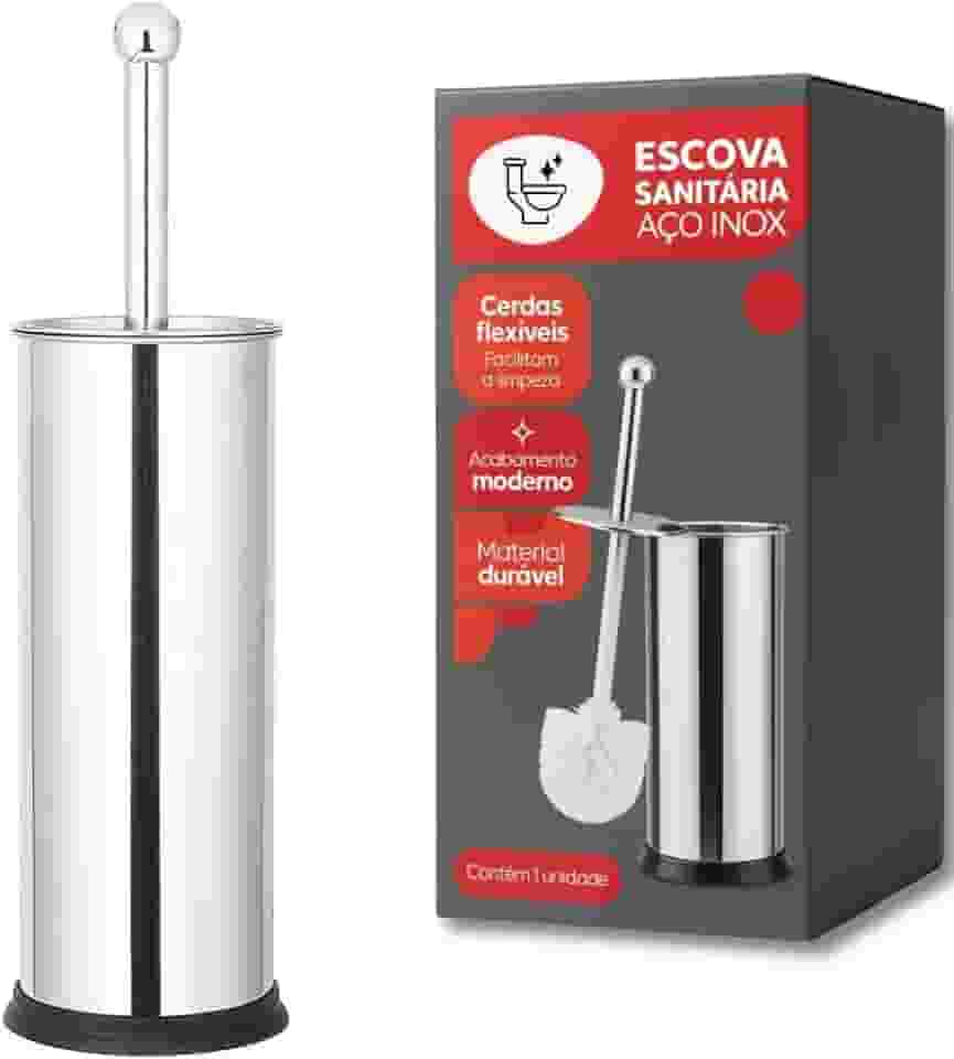 Escova Sanitária Inox – Suporte com Vedação Antiodor, Cabo em Aço Inoxidável, Base Antiderrapante, Cerdas Densas para Limpeza Profunda do Vaso Sanitário – Design Moderno e Higiênico KOALAECOM®