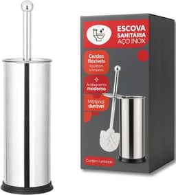 Escova Sanitária Inox – Suporte com Vedação Antiodor, Cabo em Aço Inoxidável, Base Antiderrapante, Cerdas Densas para Limpeza Profunda do Vaso Sanitário – Design Moderno e Higiênico KOALAECOM®