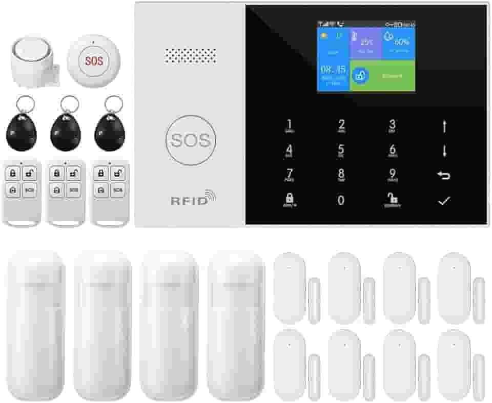 Kit De Alarme De Segurança Residencial Inteligente Gsm, Sistema De Alarme Residencial Sem Fio Wifi Com Sirene, Sensor De Movimento Pir, Controles Remotos, Sensor De Janela/Porta, Suporte Par