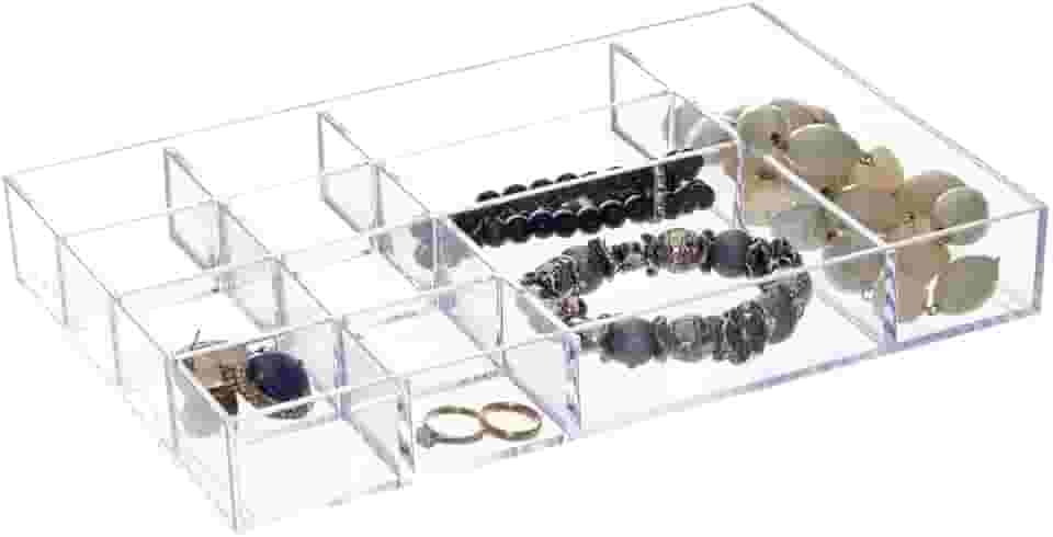 Bandeja Organizadora de Bijuteria com Divisórias, Metaltru, Transparente