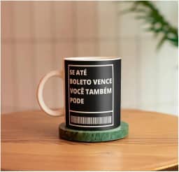 Caneca Presente Amigo Secreto Boleto Motivacional Engraçado Cor Preto