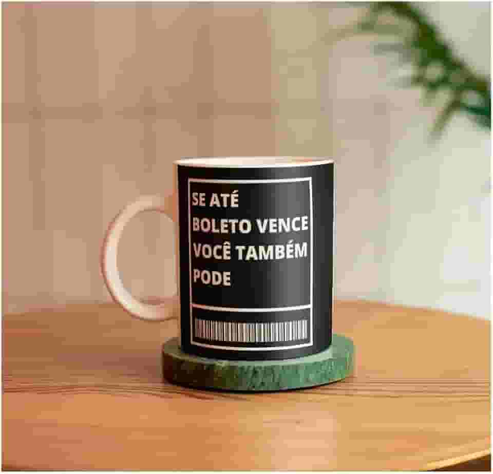 Caneca Presente Amigo Secreto Boleto Motivacional Engraçado Cor Preto