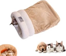 Saco de dormir para gatos com aquecimento de inverno, saco de dormir de pelúcia macio para gatos e cães, ninhos portáteis e calmantes para animais de estimação, cama de caverna para gatos, cama