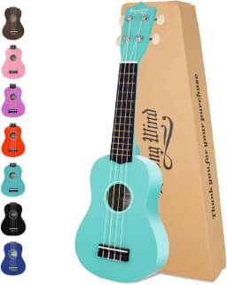 Strong Wind Ukulele soprano de 53 cm para crianças, ukuleles havaianos, azul claro