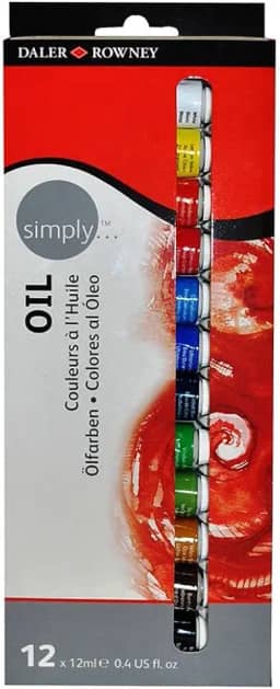 DALER ROWNEY Simply, Tinta Oleo Bisnagas de 12ml, 12 Cores