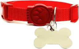 Coleira para Cachorro com Placa de Identificação (VERMELHO, P)