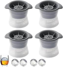 Kit 4 Formas de Gelo para Whisky Esfera Grande 5 cm com Tampa de Silicone Coquetel Gin Vodka Bebidas Qualidade Premium Durável