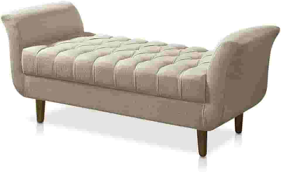 Recamier Estofado Para Sala de Estar 150cm Grécia Suede Bege - DL DECOR