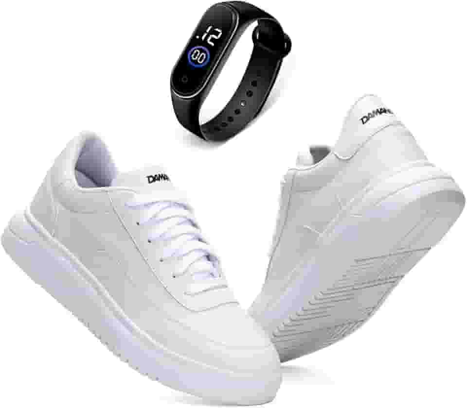 Sapatênis Masculino DM Damando em Couro Linha Reverso Modelo Confort + Relógio Digital