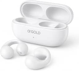 Fone Bluetooth Esportivo Condução Óssea BT33 – Open-Ear Sem Fio, Bluetooth 5.3, Earcuffs para Corrida, Resistente à Água, Compatível com iOS e Android (BRANCO)