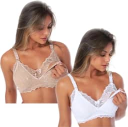 Kit 2 Sutiã Rendado Para Amamentar Sutian Amamentação Pós Parto Soutien Para Gestante Em Renda