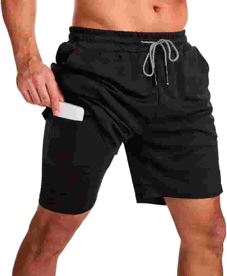 Short Masculino Academia 2 em 1 Bermuda Dry Fit Corrida Treino com Bolso Celular INSIDE SPORTS