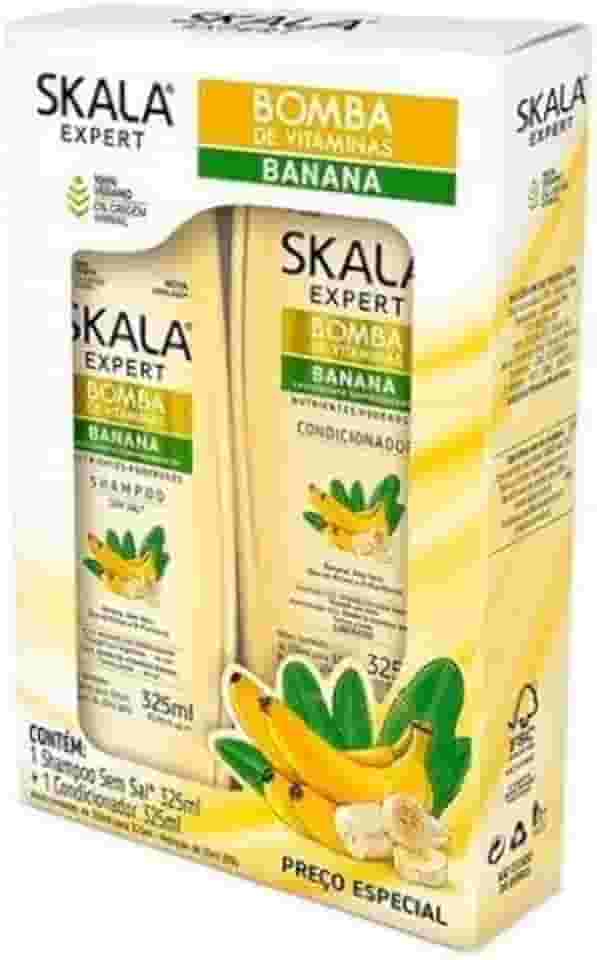 SKALA Kit Shampoo + Condicionador Bomba De Vitaminas Banana 650 Ml 2 Unidades Skala