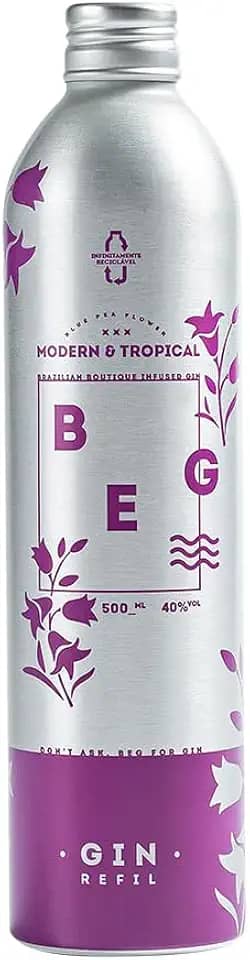 BEG - Modern & Tropical 500ml - REFIL - Transporte Fácil e Custo Benefício - Gin Infusionado por 24h - Azul Vibrante que Transforma em Rosa - Notas Florais Delicadas - Mais Doce e Menos Amargo - Artesanal e Naturalmente Saborizado - Sustentabilidade e Versatilidade