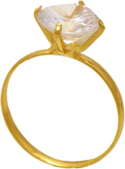 Anel Solitário Grande de Aro Fino Zircônia Folheado em Ouro 18K Softjoias