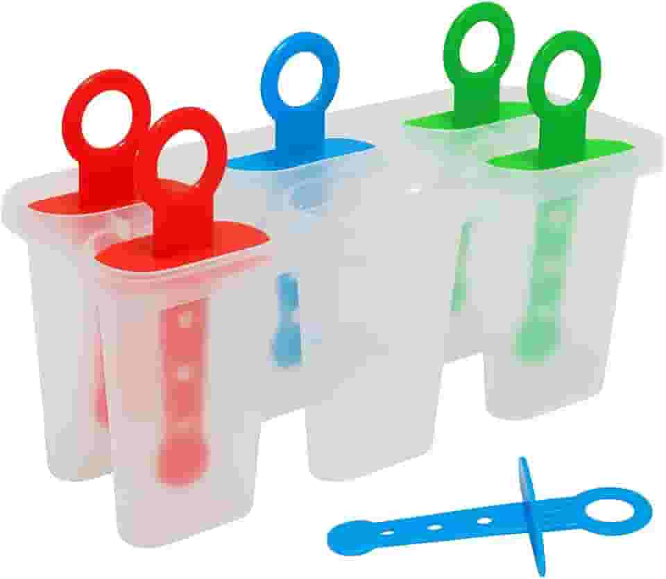 Forma de Picolé 6 Divisões – Sobremesas Geladas Caseiras, Criativas e Refrescantes em Plástico Resistente 18,5x7,5cm, Cores Variadas