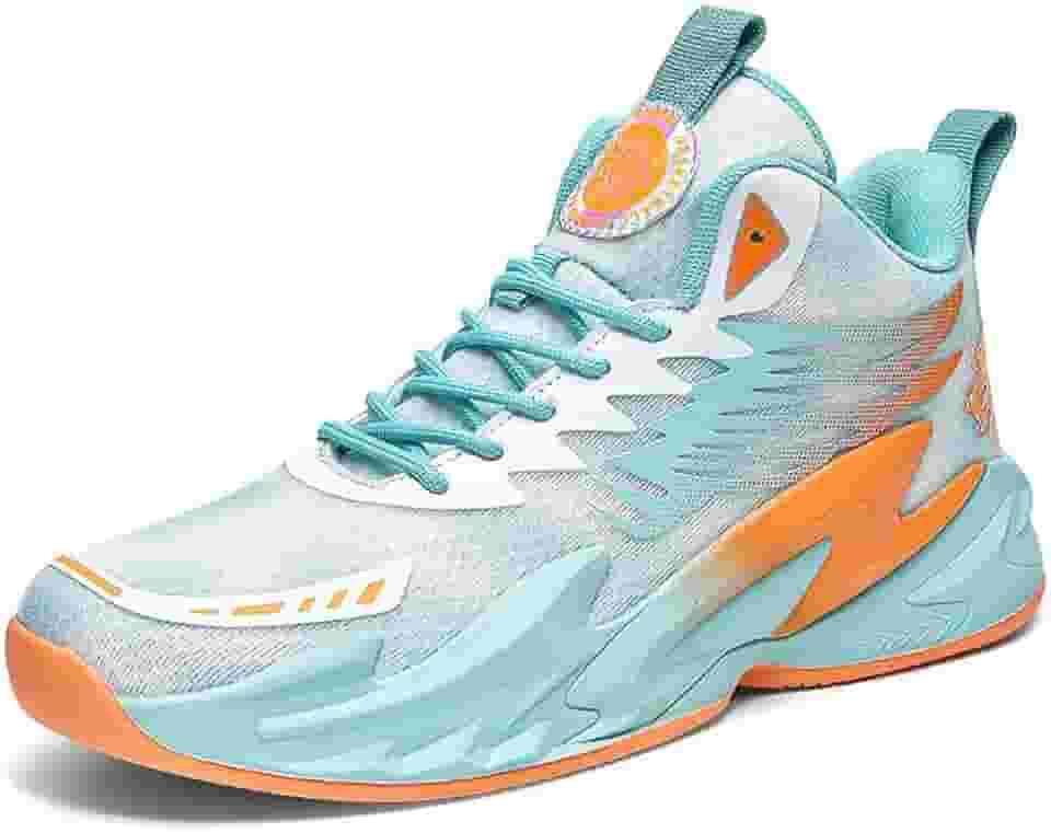 Bolognifi Tênis de basquete de cano alto masculino, calçados esportivos de treinamento, solas de borracha de malha, tênis de basquete antiderrapante, tênis de corrida ao ar livre(Green,40 BR)