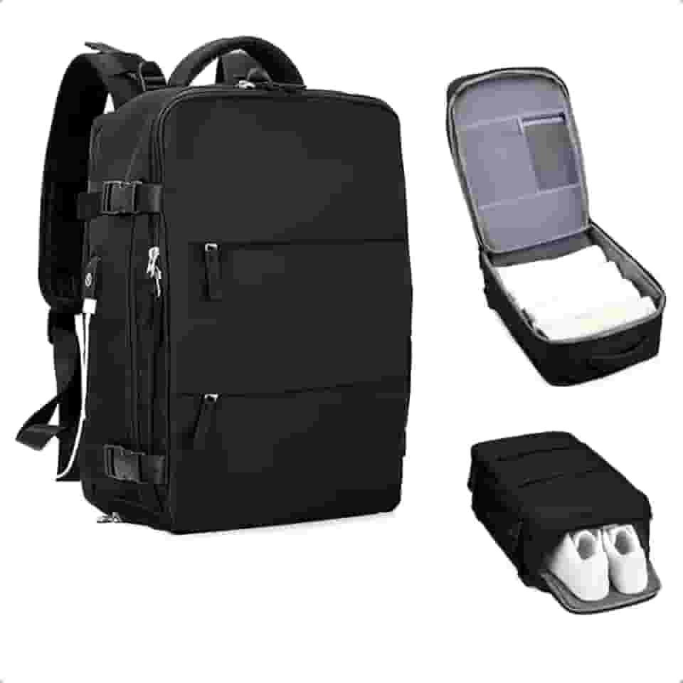 Mochila De Viagem Avião Grande Multifuncional Unissex - Mochila De Mão Com Porta USB, Compartimento para Tênis, Notebook