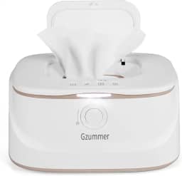 Aquecedor de lenços umedecidos e dispensador de lenços umedecidos para bebês, 3 lenços de grande capacidade com controle de temperatura para bebês com luz noturna (branco puro)
