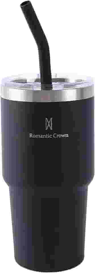 Copo Térmico de Aço Inoxidável 591ml, com Canudo e Tampa, Garrafa Termica Isolada a Vácuo Copos Garrafas Termo Pequeno Para Viagem Portátil, Para Água, Chá Gelado, Café, Smoothies e Muito Mais